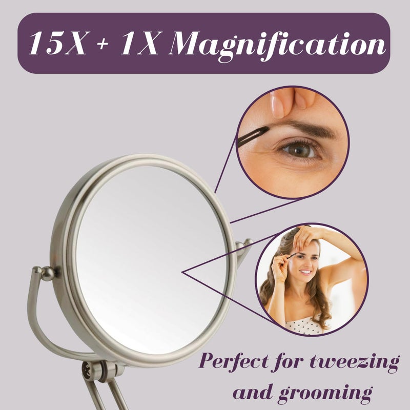 JERDON Compact Magnifying Mirror - Folding 3" Travel Mirror with 15X & 1X Magnification - Model MC315N - Image 3